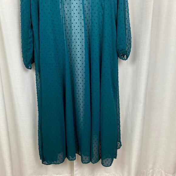 Torrid Teal Green Clip Dot Chiffon Kimono Sz.0 - Picture 12 of 15